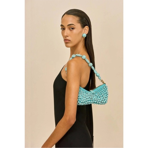 Cult Gaia Mercier Mini Shoulder Bag in Ibiza Turquoise Beaded $898 NEW In Box - Picture 3 of 9